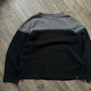 Vintage Y2K Striped Black Cotton Ribbed Point Zero Raw Sweater Pullover Top